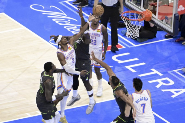 Okla. City  Thunder hammer Minn. Timberwolves to open NBA Western Conference finals Okla. City  Thunder hammer Minn. Timberwolves to open NBA Western Conference finals